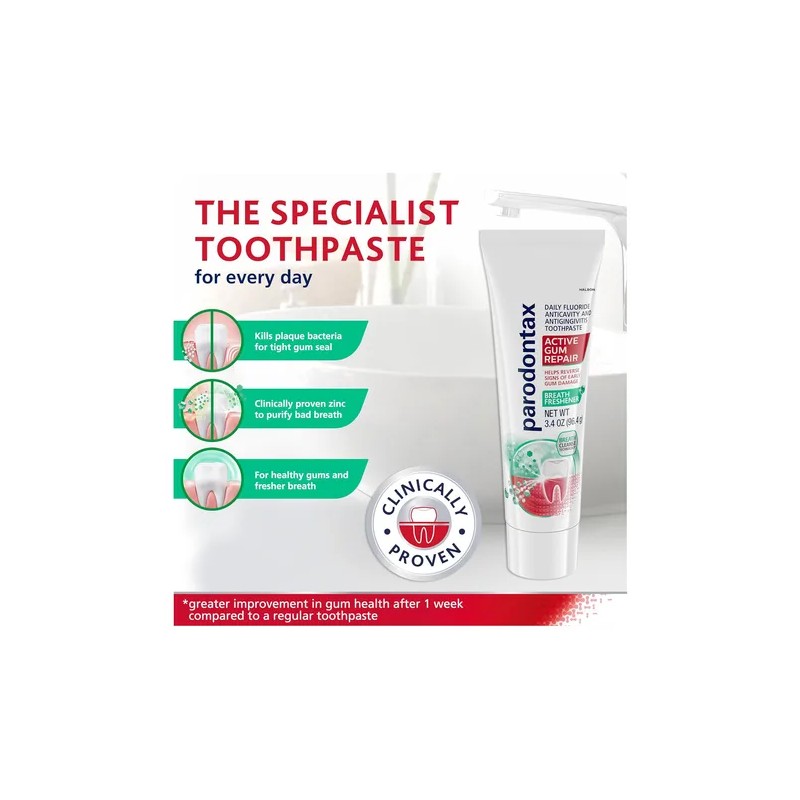 Parodontax 3 Pastas Dental Active Gum Repair Breath Freshene