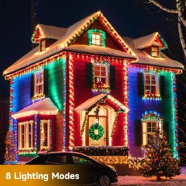 Solar String Lights Outdoor, 2 Pack Total 132 FT 400 LEDs Solar Powered Christmas Lights with 8 Lighting Modes, Waterproof Twinkle Light Auto ON/Off for Garden, Christmas Decorations (Multicolor)