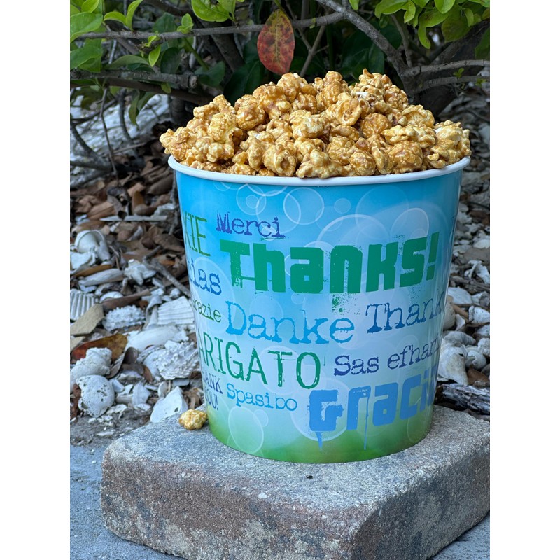Signature Popcorn, 1-Gallon Thank You Gift Bucket, Caramel Popcorn, Reusable
