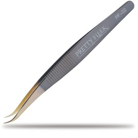 PRETTY FLEEK | Professional Eyelash Tweezers | Calibrated and Precision machined Tweezers for lash Technicians | Stainless Steel Black & Gold | PF-02