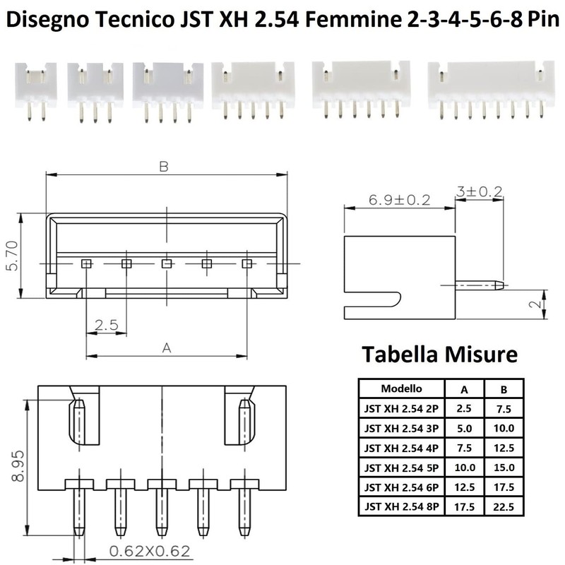 ATEC - JST XH2.54 M (cable 30 cm) + F