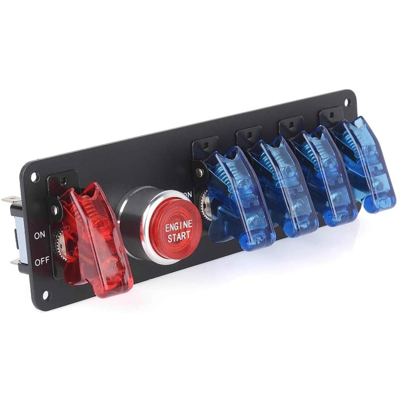 DC12V Flip-Up Ignition Switch Panel 5 in 1 Car Engine