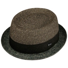 Lipodo Ennario Pork Pie Straw Hat - Hat - Classic Cut - Summer Hat with Braided Technology - Made in Italy - Men - Spring / Summer, charcoal