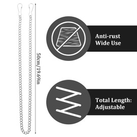 Tyqour Pack of 6 Hanging Basket Chains 50 cm Metal Chain for Hanging, Flower Pot Chain Silver Flower Pot Hanging Hanging Basket Hook Metal Chains Hanging for Bird Feeder Wind Chimes Lanterns