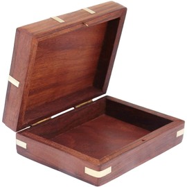 IBLAY Playing Card Deck Holder Case Storage Box Handcrafted Wooden Case with Brass Design - Playing Card Box Holder Organizer
