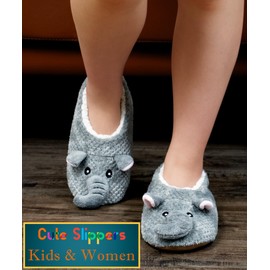 Hygknixx Cute Animal Slippers for Women Kids, Cozy Fuzzy Slipper Socks with Non Slip Grips, Funny Christmas Gifts for Girls Toddlers Wife Mom Grandma Her, Stocking Stuffers for Adults Kids