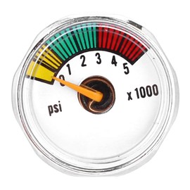 Paintball Gauge Pressure Gauge 0-5000 psi Mini Manometer Aluminum Alloy 22.5mm Dial Meter PCP Gauge PCP Manometer Back Mount 1/8” NPT Male Connector(5000 psi)