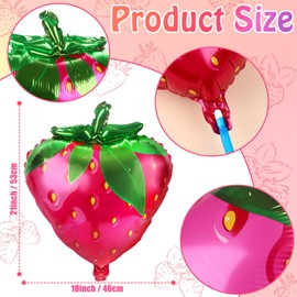 NOVWANG Strawberry Balloons, 18pcs Cute Sweet Strawberry Foil Balloons Party Decorations for Birthday Wedding Baby Shower Party Decorations Supplies