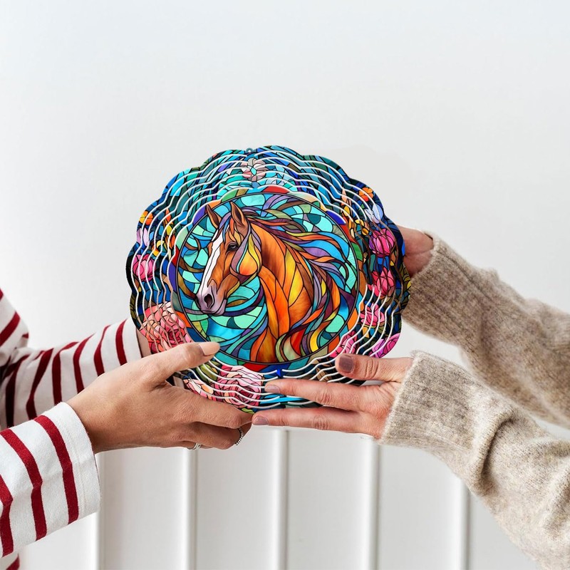 Horse Yard and Garden Wind Spinner, Unique 3D Hanging Horse