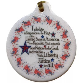 Laurie G Creations Pledge of Allegiance Porcelain Ornament USA Patriotic American Flag
