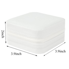 Ponpon 6Pcs Portable Jewelry Travel Organizer, Small Travel Jewelry Case For Women, Pu Leather Travel Jewelry Box For Necklace Rings Earrings Bracelet（White）
