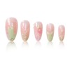 Glitter Press on Nails Short Almond Fake Nails with Strawberry