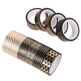 Operitacx 10 Pack Creative Foil Washi Tapes Black Decorative Sticker Tapes for Journals Crafts