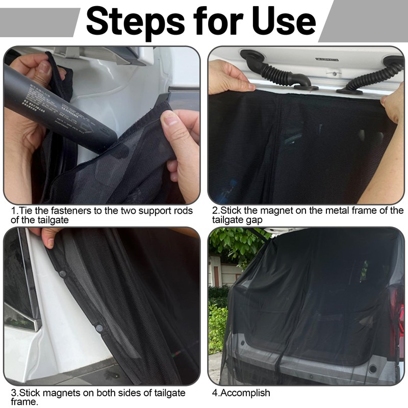 TZEKING Tailgate Mosquito Net, Wing Door Boot Cover, Sun Protection,