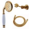 Bathroom Shower Head Hand Shower with Hose Shower Holder Gold