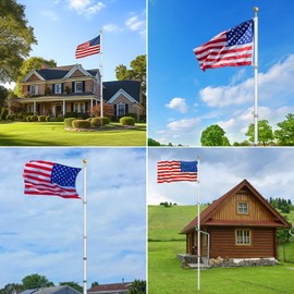 Sunocity 30FT Telescoping Flag Pole Kit – Extra Thick Aluminum, Dual Flag Display, Silver, Includes 3X5FT US Flag for Residential & Commercial Use