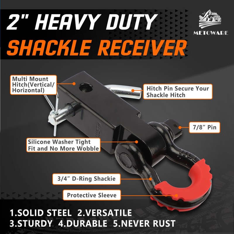 METOWARE Heavy Duty Tow Strap Recovery Kit - 3" x