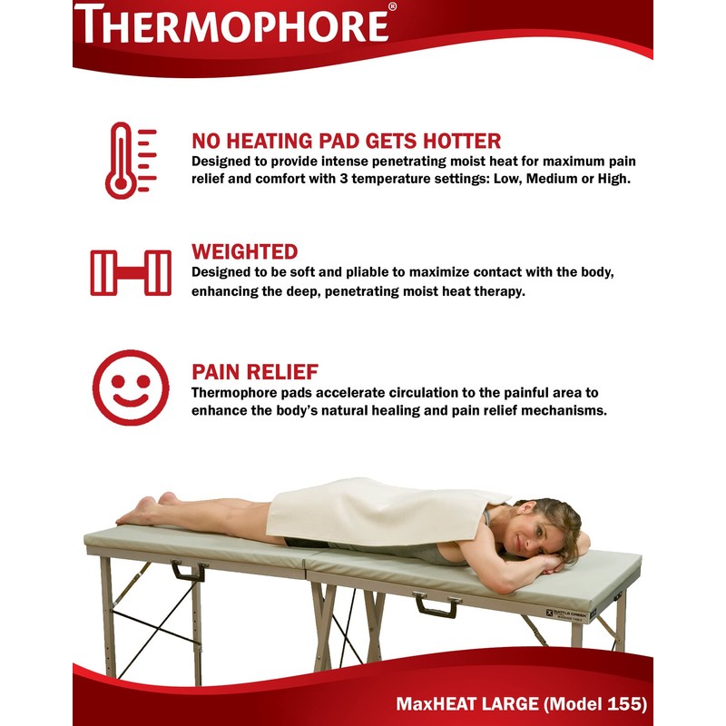 Thermophore MaxHeat Arthritis Pad Moist Heating Pad Size Large 14"