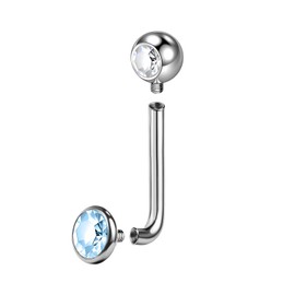 BodyAce F136 Titanium Christina Piercings Barbell, 14G Internally Threaded Vertical Hood Belly Bars, L Bent VCH Ring Christina Barbells Navel Jewellery [Lake Blue;Bar Length:10mm]