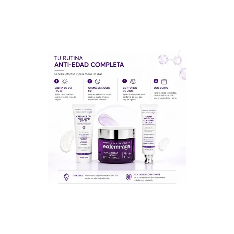 Kit Exderm Age Antiedad Crema Dia + Noche + Contorno