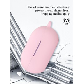 generic Compatible with Beats Solo Buds(2024) Soft Silicone Protective Case Cover with Keychain,Cleaning Kit and Lanyard, Shockproof Cover for Beats Solo Buds Wireless Earbuds-Pink