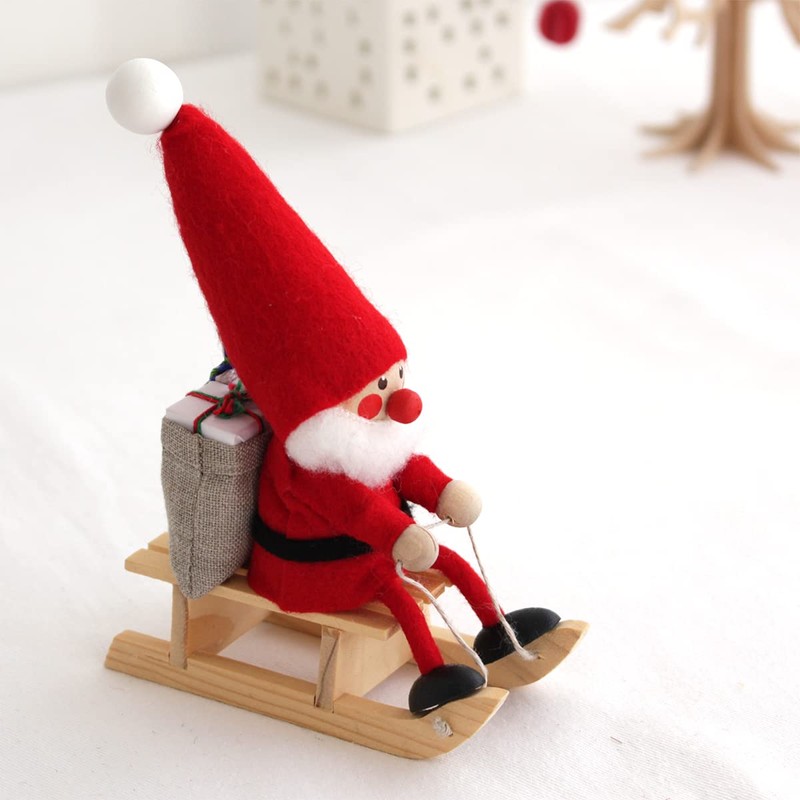 Nordika Nisse norudyika nisse Christmas Wooden Doll (Santa on Sled/Red/nrd120072)