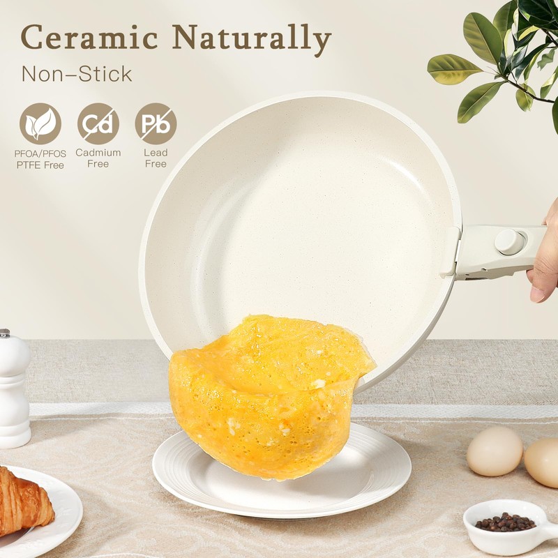 GiPP Ceramic Pots and Pans Set Non Stick, Nonstick Detachable