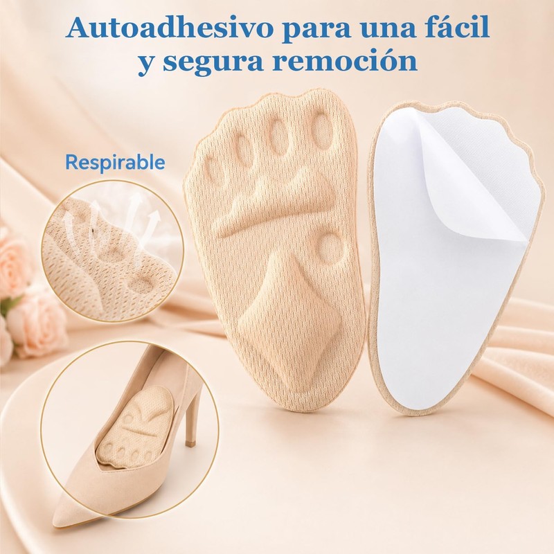 Almohadillas Metatarsianas Para Mujeres，Almohadillas Acolchadas De Bola De Pie，Transpirable, Suave