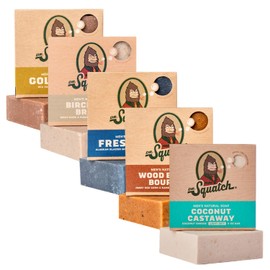 Dr. Squatch - Jabón en barra natural para hombres - Jabón elaborado mediante proceso en frío sin químicos agresivos - Aromas a coco náufrago, barril de madera bourbon, caída fresca, brezo de abedul y