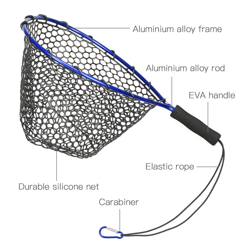 Fishing Net Soft Silicone Fish Landing Net Aluminium Alloy Pole