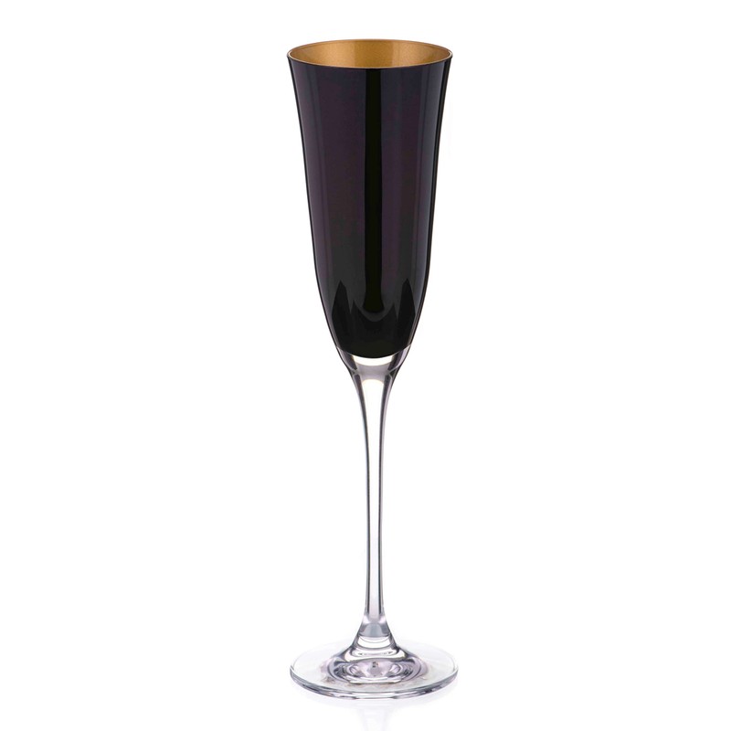 DIAMANTE Oro Black Champagne Flutes - 'Oro Black' Collection -