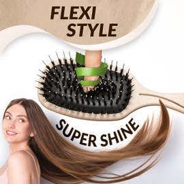 MarQus - Hair Brush with Boar Bristles - Paddle Brush for Any Hair Type with Even More Bristles - Without Pulling, Natural