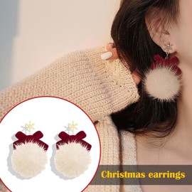 Christmas Bow Earrings Winter Snowflake Earrings Pom Pom Earrings Christmas Earrings for Women Holiday Jewelry Christmas Gifts 2024