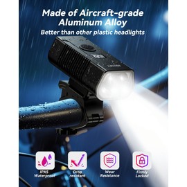 LED Bike Lights for Night Riding, USB Rechargeable Bicycle Headlight, 2025 New Aluminum Alloy Waterproof Bicycle Lights, 6+4 Modes for Adult Kids Road Cycling