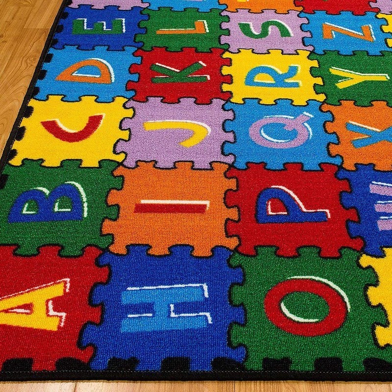 Champion Rugs Large Classroom Rugs Kids Alphabet (A-Z and 1-9)