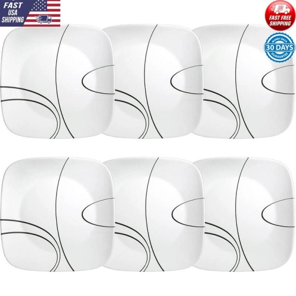 Unbranded 6 Pc Square Glass Dinnerware Set Lightweight & Durable