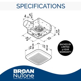 Broan-Nutone 791LEDM InVent Series Single-Speed Fan with LED Light, Ceiling Room-Side Installation Bathroom Exhaust Fan, ENERGY STAR Certified, 1.5 Sones, , White , 110 CFM 1.5 Sones