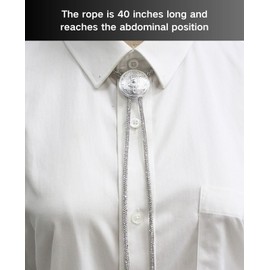 PEARLY JUN Bolo Tie for Women Men Rhinestone Cowboy Cord Western Fashion Festival Gifts Country Concert Decoration Accessory (Silver engraved coin)