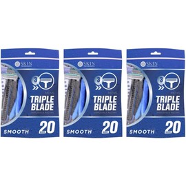 Ark Future Techniques Men's Triple Blade Disposable Razors – 20 Razors per Pack (Pack of 3) – Essential for a Smooth, Clean-Shaven Look