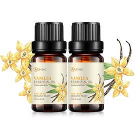 2-Pack Vanilla Essential Oil - 100% Pure Organic Natural Plant (Vanilla planifolia) Vanilla Oil for Diffuser, Aromatherapy, Spa, Massage, Yoga, Perfume, Body - 2x10ML