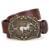 SANSTHS Cowboy Belt Men Women Floral Embossing Longhorn Western Leather