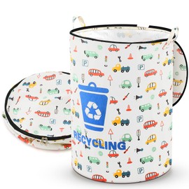 Jingmore 30 Gallon Collapsible Pop up Trash Can with Zippered Lid Reusable Pop up Storage Bin Portable Camping Garbage Can for Camping RV Laundry Yard Waste Outdoor Indoor Use (Recycling Style)