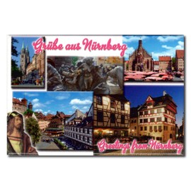 Photo Magnet Greetings from Nuremberg, Decorative Souvenir Fridge Magnet, Approx. 8 x 5.4 cm