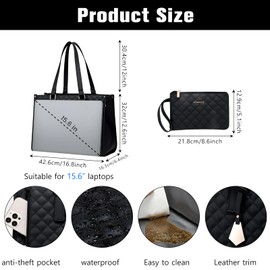 Antsparty Lunch Bag for Women, 15.6 Inch 2-in-1 Laptop Bag with Insulated Lunch Bag, Women's Large Tote Bag Combination for Work, Camping, Office