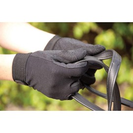 Rhinegold Cotton Pimple Grip Horse Riding Gloves - Black - Extra Small - Non-Slip Lightweight Women's Equestrian Gloves with Velcro Fasten and Elasticated Wrist - Riding Gloves Ladies Equestrian