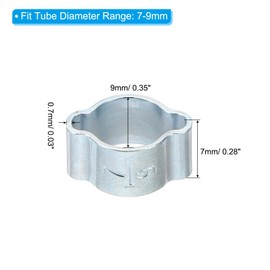 PATIKIL 50 Pack 7-9mm Double Ear Hose Clamp, Galvanized Steel O Clip Crimp Rings for Fuel Petrol Pipe Tube Fitting Connections, Silver Tone