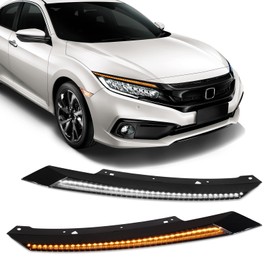 AFOGGEST Front Light Eyebrow Lights For Honda Civic 2016-2021 Daytime Running Light With Turn Signal Tri-Colors LED Eyelid Lamp For Civic 10th