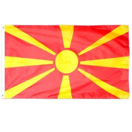 North Macedonia Flag Fancy Dress Decoration x1 - North Macedonian Large Flag with Grommets Approx 5 Ft x 3 Ft - Football, Rugby - Sporting Events, Street Parties, Festivals and Celebrations