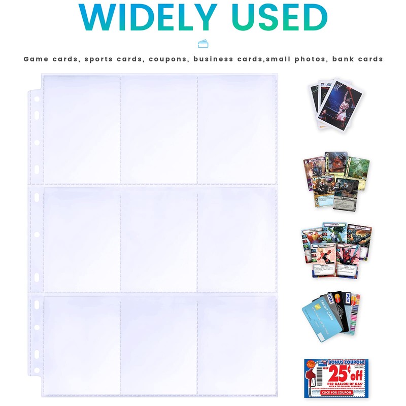 30 Pack 540 Pockets Binder Card Sleeves Double-Sided 9 Pocket