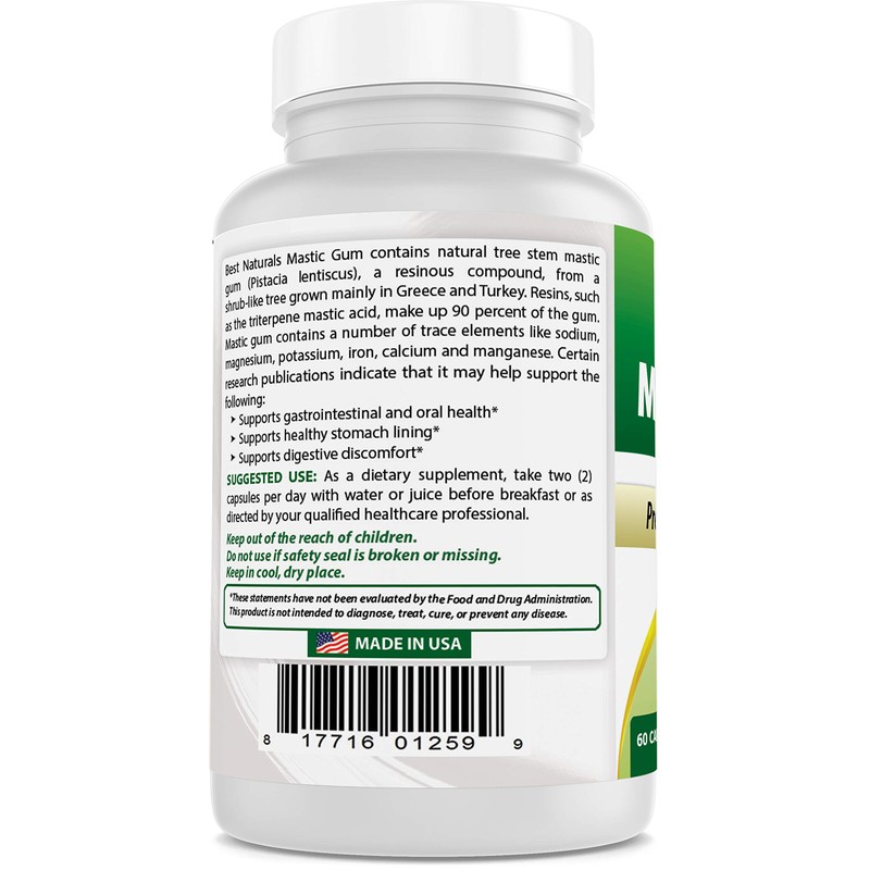 Best Naturals Mastic Gum 500 mg 60 Capsules (60 Count